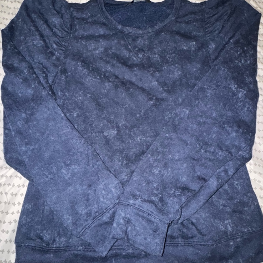 Puff sleeve crew neck sweater Blue Acid Wash